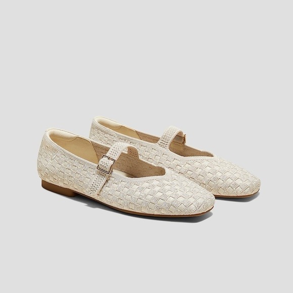 Vivaia Womens Cream Margot Woven Maryjane Shoes Size 10.5/42 Beachy Comfort - Picture 1 of 11